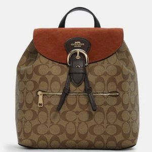 SOLD!!! New! Coach Kleo Backpack in Signature Canvas Gold/Khaki Multi
